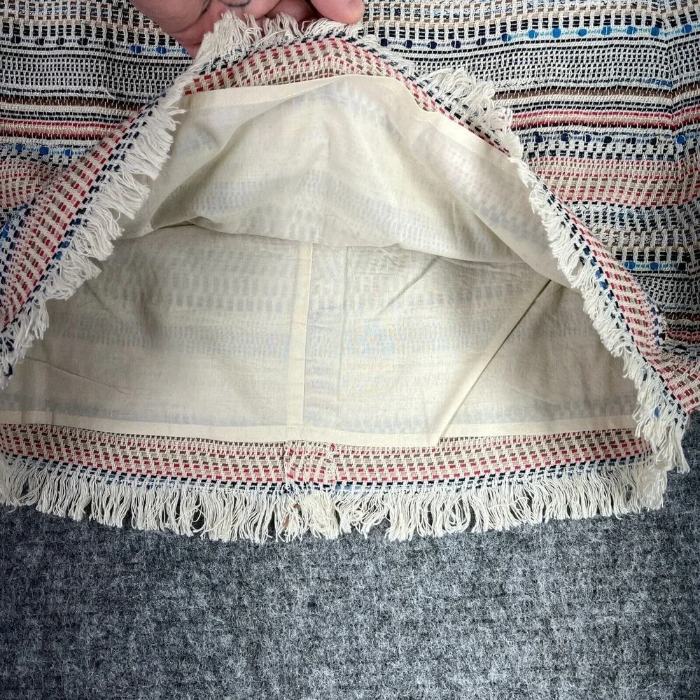 LOFT Skirt Womens‎ 4 Beige Woven Knit Fringe Mini Short A-Line Casual Festival